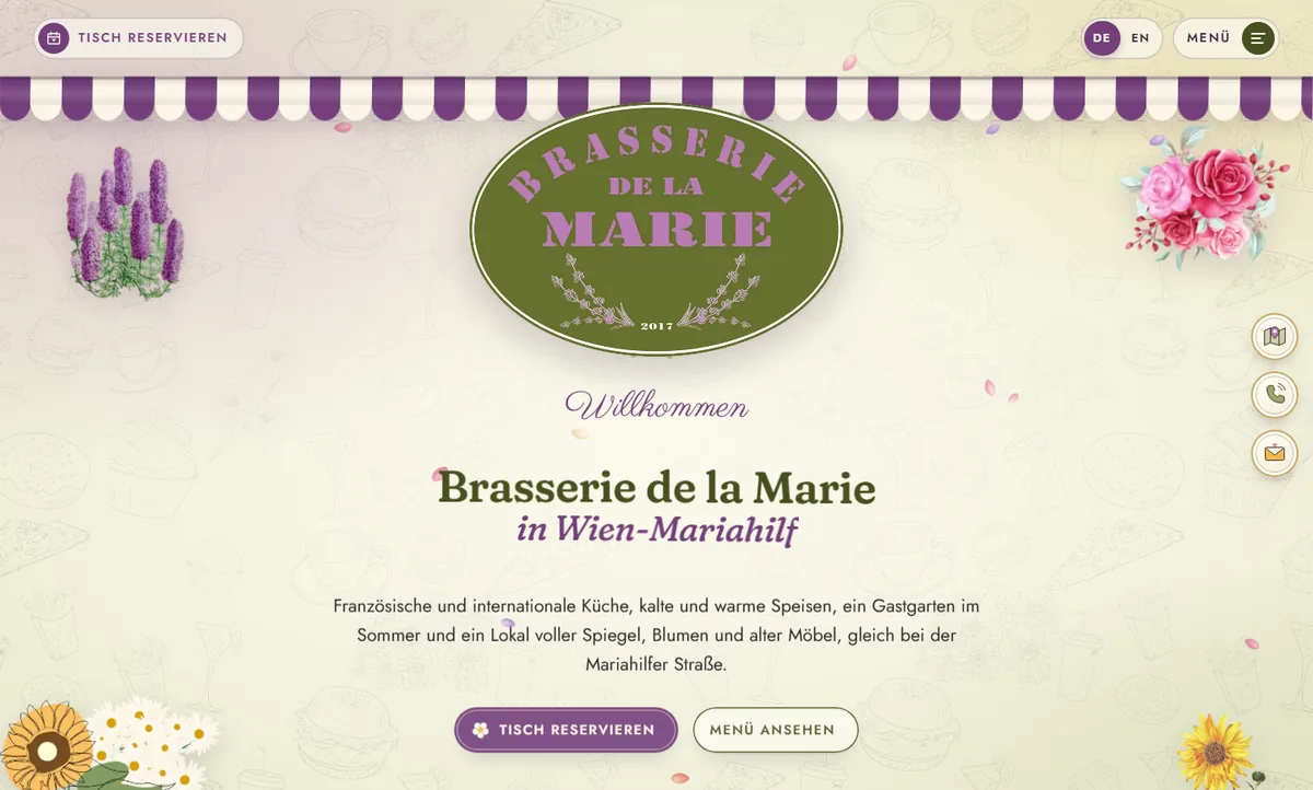 Website von Brasserie de la Marie